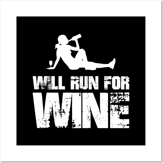 Will Run for Wine - female runner Wall Art by PAVOCreative